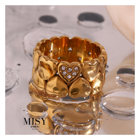 316L Scattered Heart Zirconia Ring