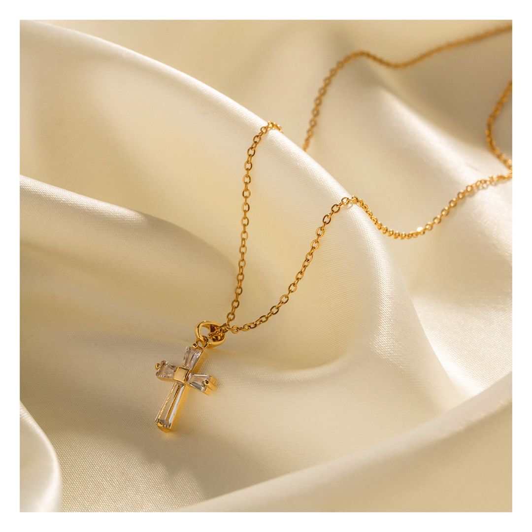 316L Zirconia Cross Necklace 詳細画像2｜Misy Jewelry