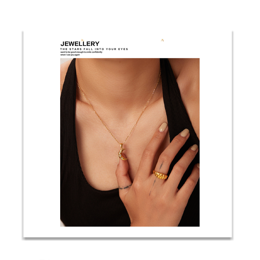 Zirconia Crecent Moon Necklace — ディテール | ネックレス | サージカルステンレス316L | Misy Jewelry