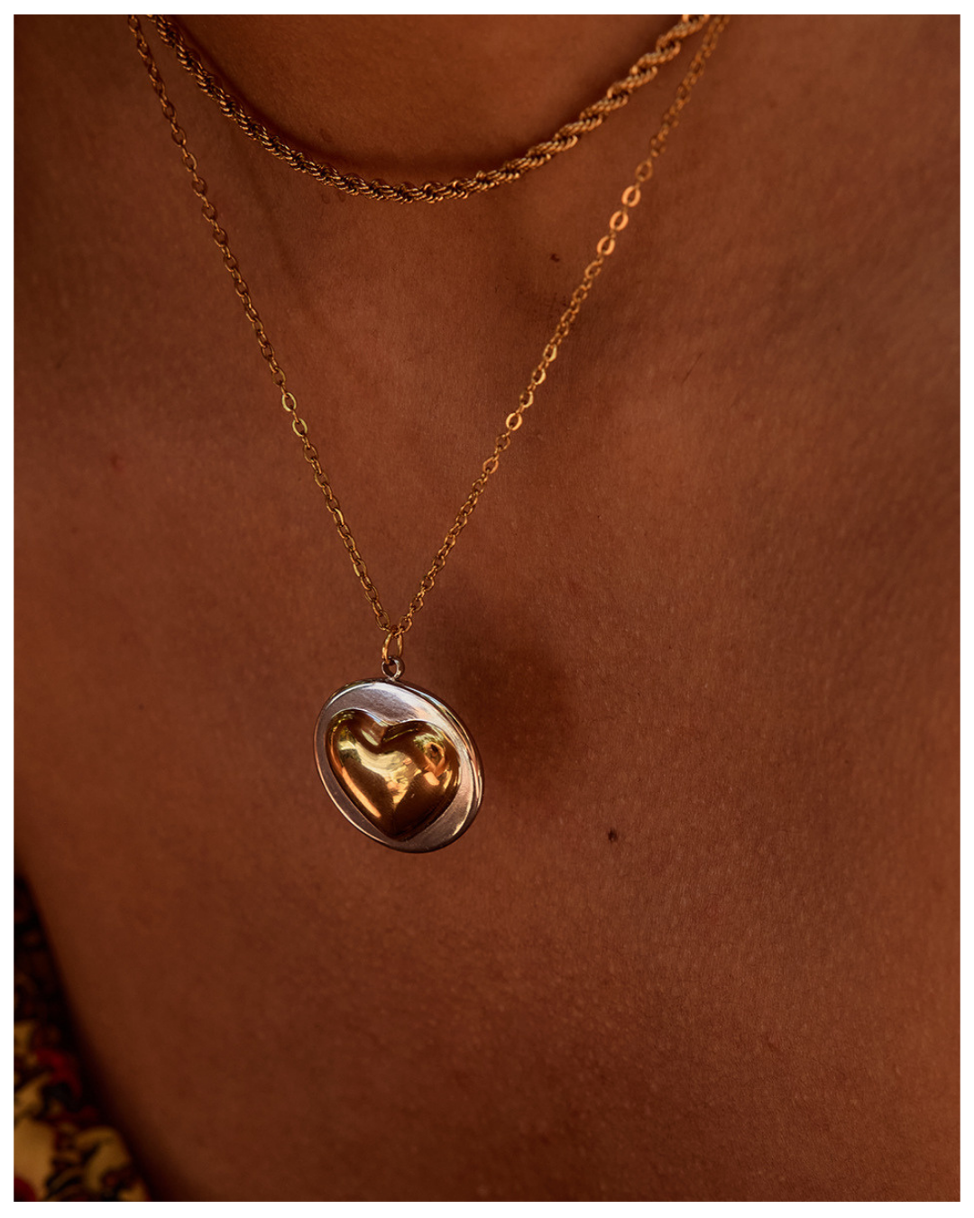 316L Two-Tone Heart Pendant Necklace - ネックレス｜Misy Jewelry