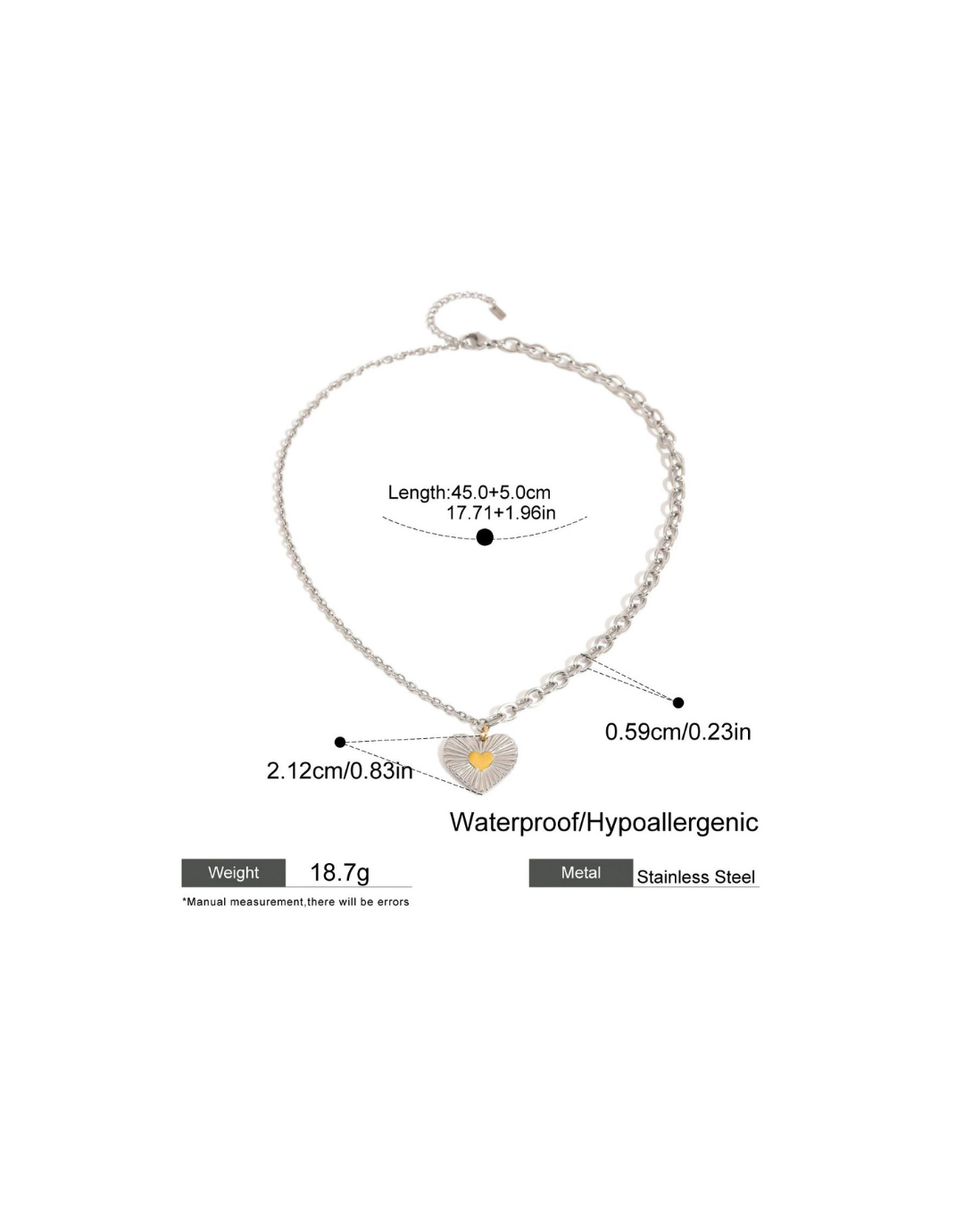 316L Silver Heart Necklace — ディテール | ネックレス | サージカルステンレス316L | Misy Jewelry