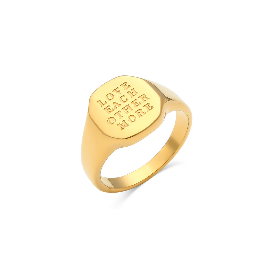 316L Square Ring~LOVE EACH OTHER~ - リング｜Misy Jewelry