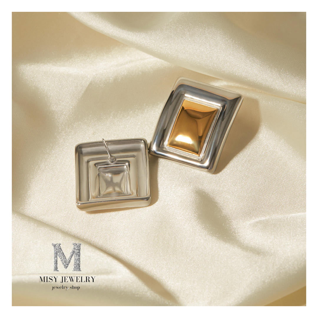 316L  Bi-color Square Pierce 詳細画像3｜Misy Jewelry