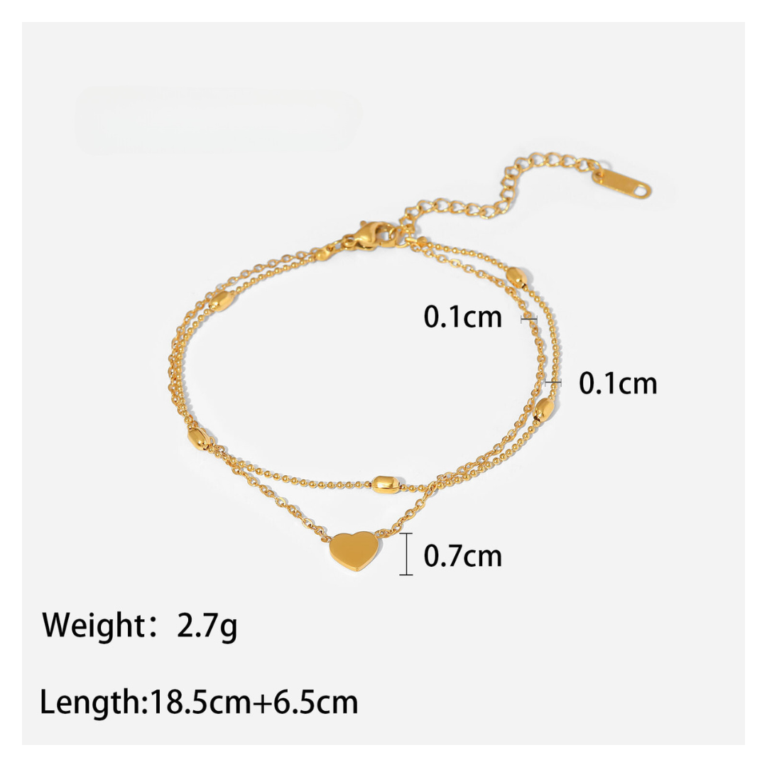 Heart & Beads Anklet — 着用イメージ | ブレスレット | サージカルステンレス316L | Misy Jewelry