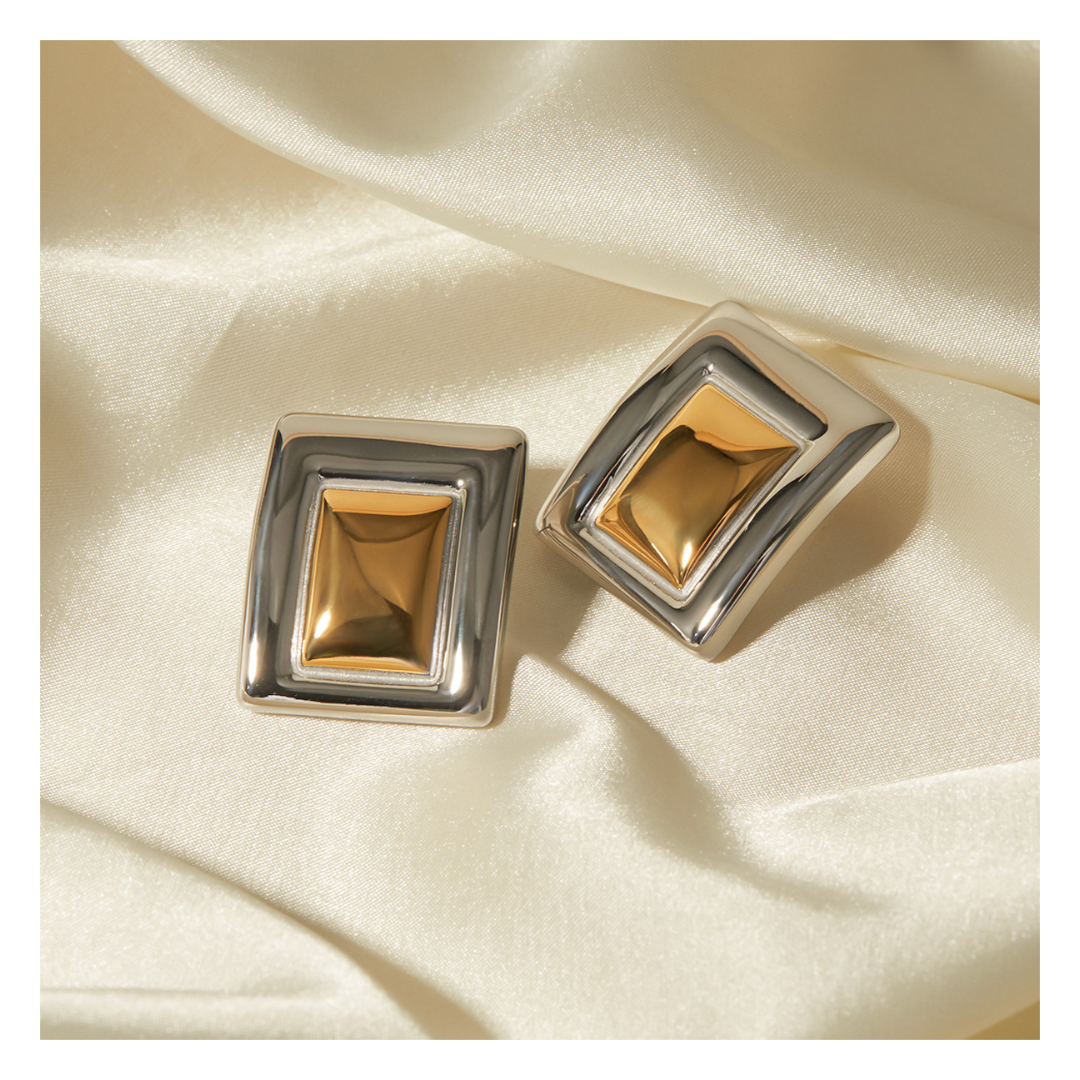 316L  Bi-color Square Pierce 詳細画像1｜Misy Jewelry