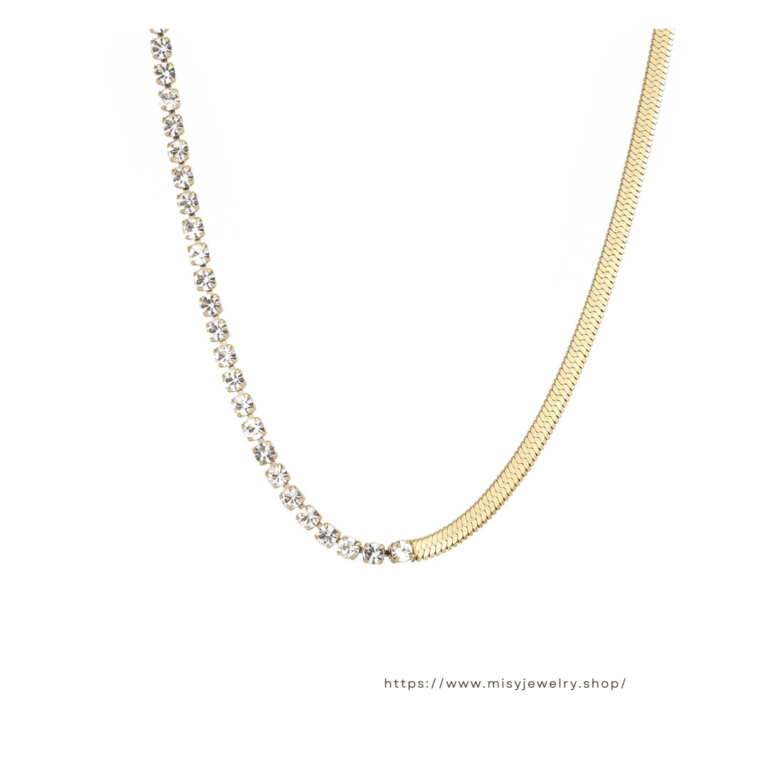 316L Snake & Zirconia Necklace 詳細画像2｜Misy Jewelry