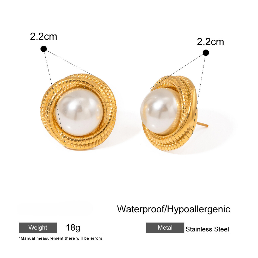 316L Elegant Circle Perl Pierce 詳細画像2｜Misy Jewelry