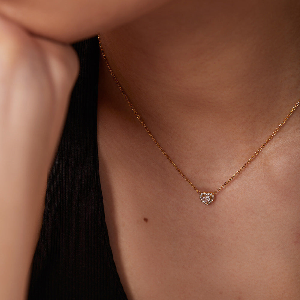 316L Zirconia Small Heart Necklace - ネックレス｜Misy Jewelry