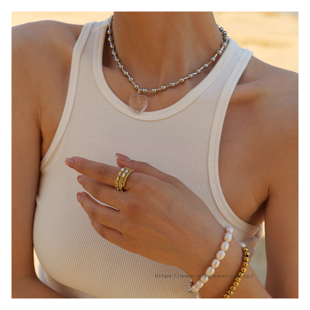 316L Designed Zirconia Ring 詳細画像1｜Misy Jewelry