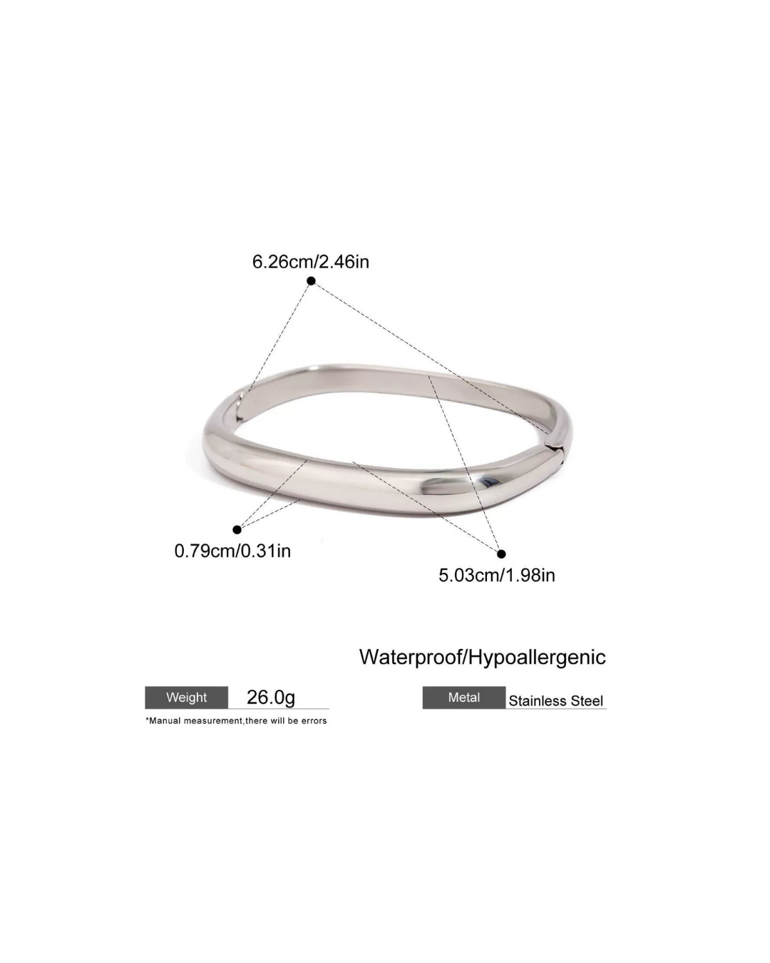 316L Modern Curve Open Bangle — ディテール | ブレスレット | サージカルステンレス316L | Misy Jewelry