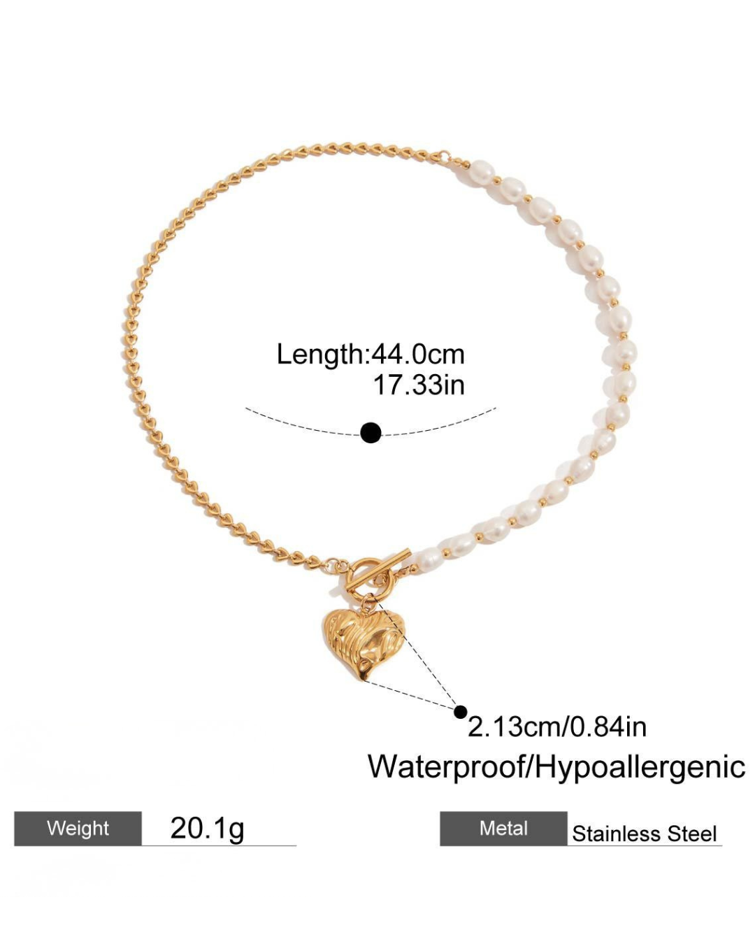 Pearl Heart Toggle Necklace product detail