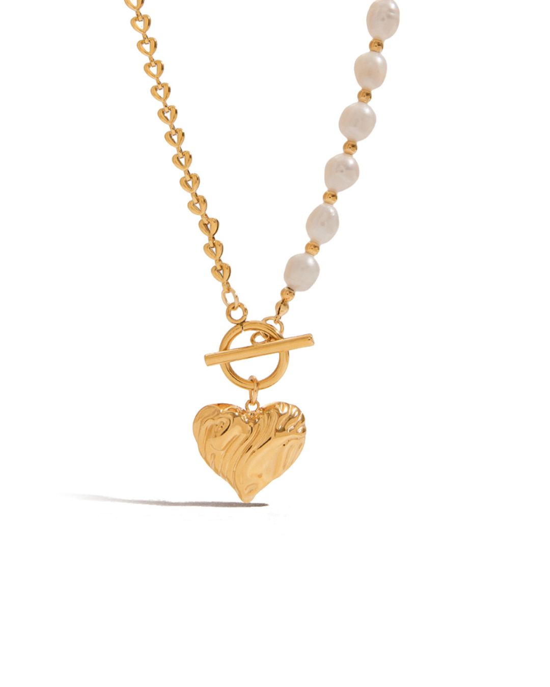 Pearl Heart Toggle Necklace heart charm