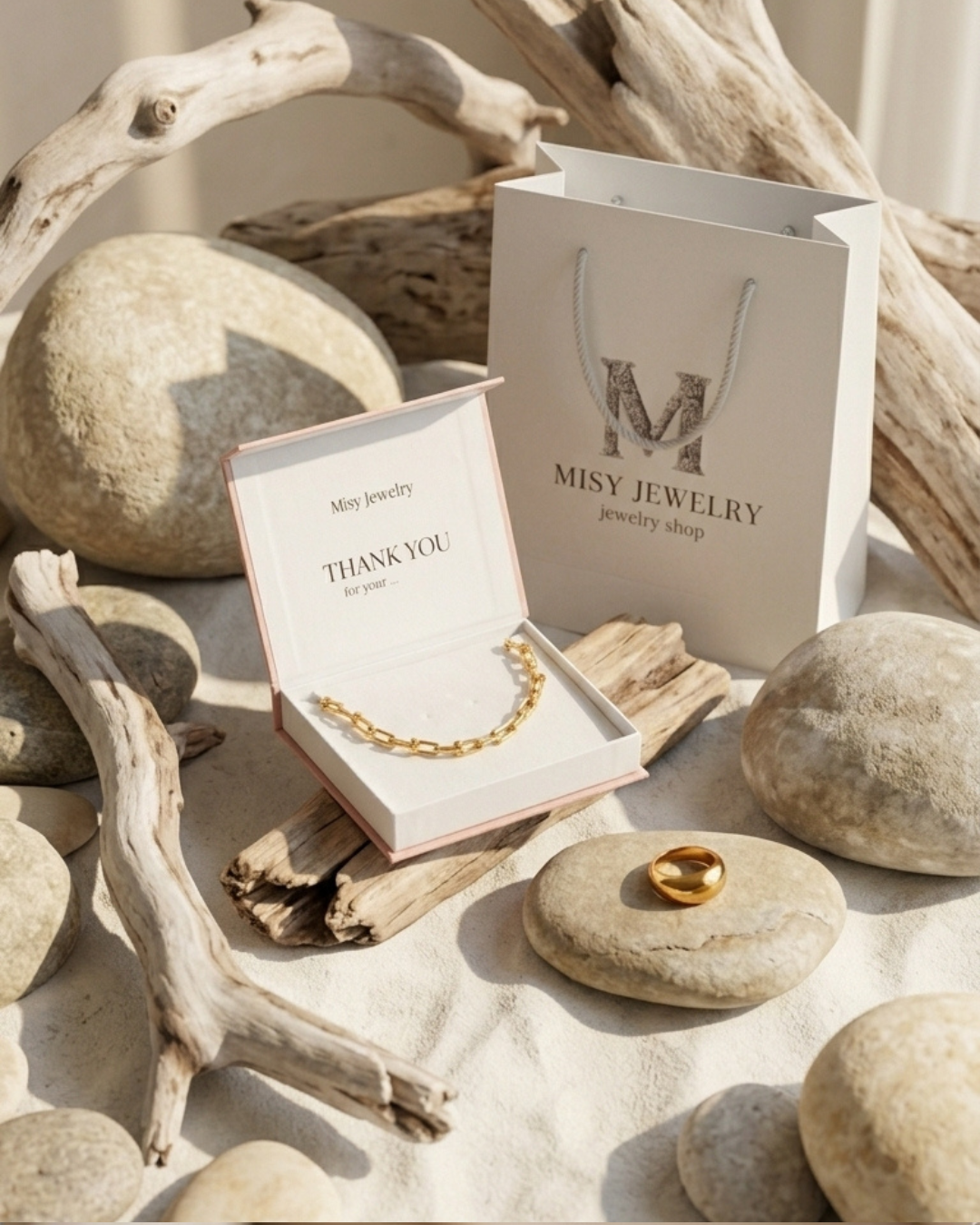 Misy Jewelryの紙袋とギフトBOXの写真